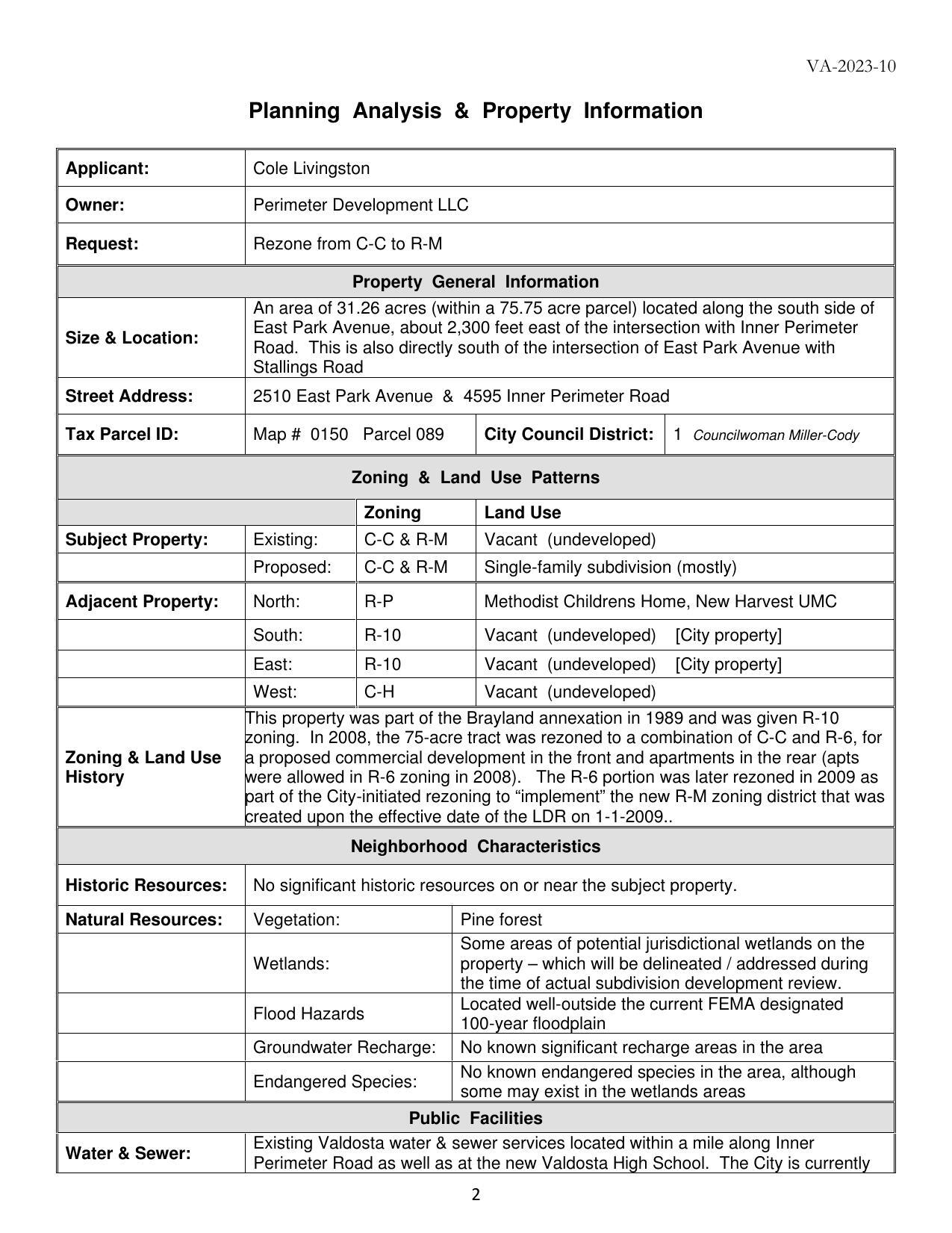 Planning Analysis & Property Information