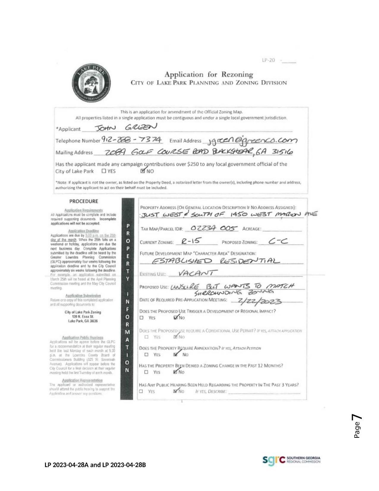 Application for Rezoning