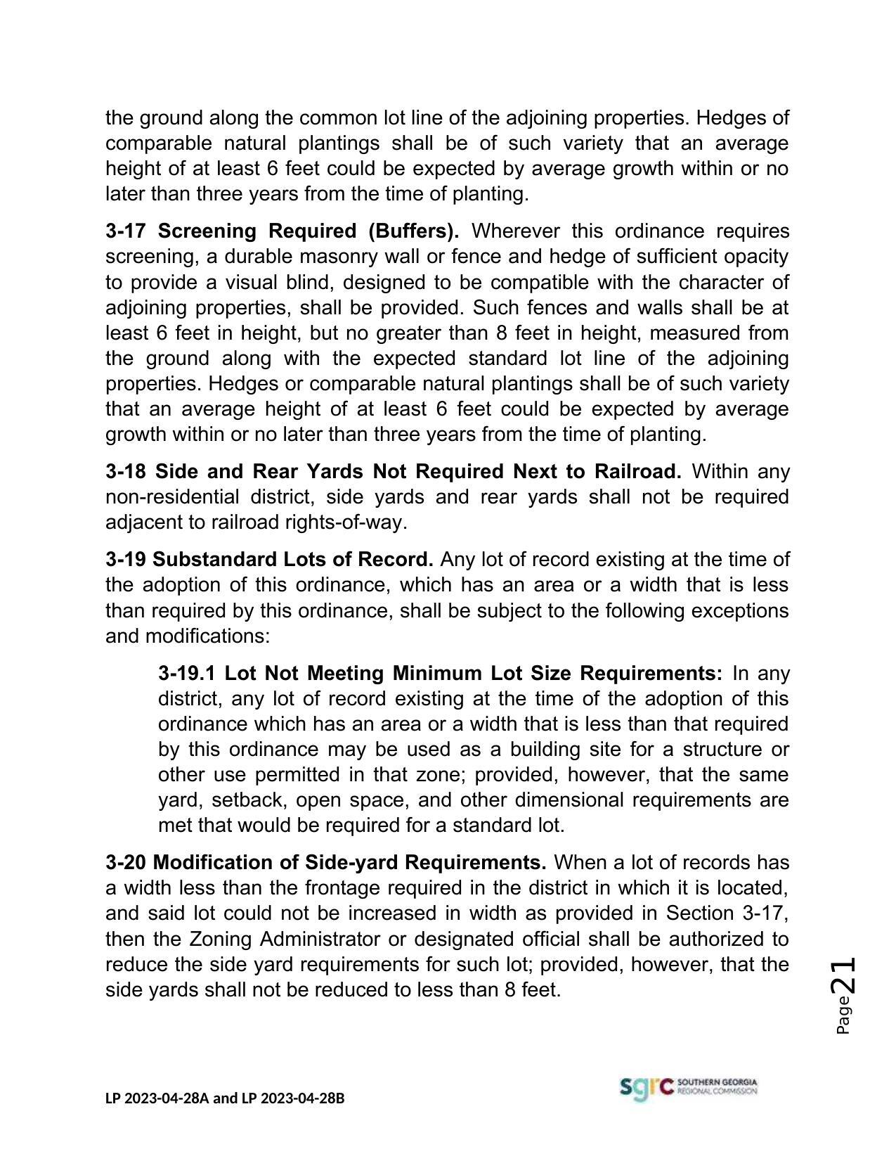 and said lot could not be increased in width as provided in Section 3-17,