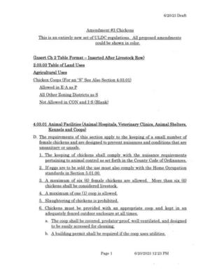 [Amendment #3 Chickens This is an entirely new set of ULDC regulations. All proposed amendments could be shown in color.]