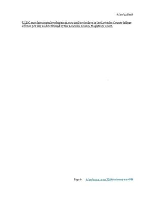 [may face a penalty of up to $1,000 and/or 60 days in the Lowndes County jail per offense per day as determined by the Lowndes County Magistrate Court.]