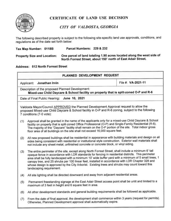 Certificate of Land Use Decision 2021-06-10