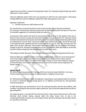 [Speaking in opposition: • Gretchen Quarterman, 6565 Quarterman Rd.; Vote 5-2 to recommend tabling.; 4. REZ-2023-09 South Georgia Boat & RV Storage]