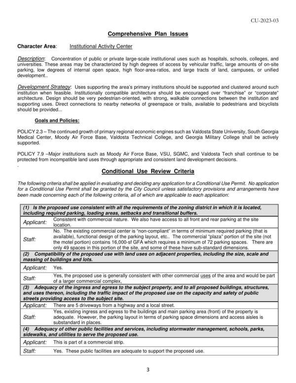 Comprehensive Plan Issues