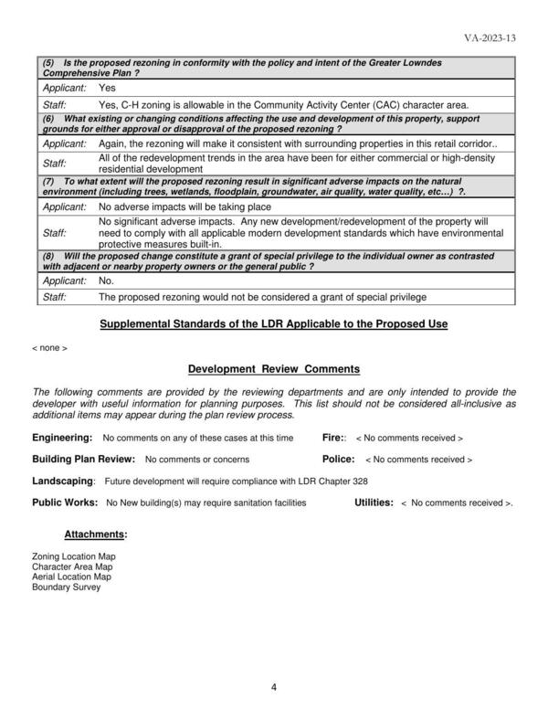 Development Review Comments