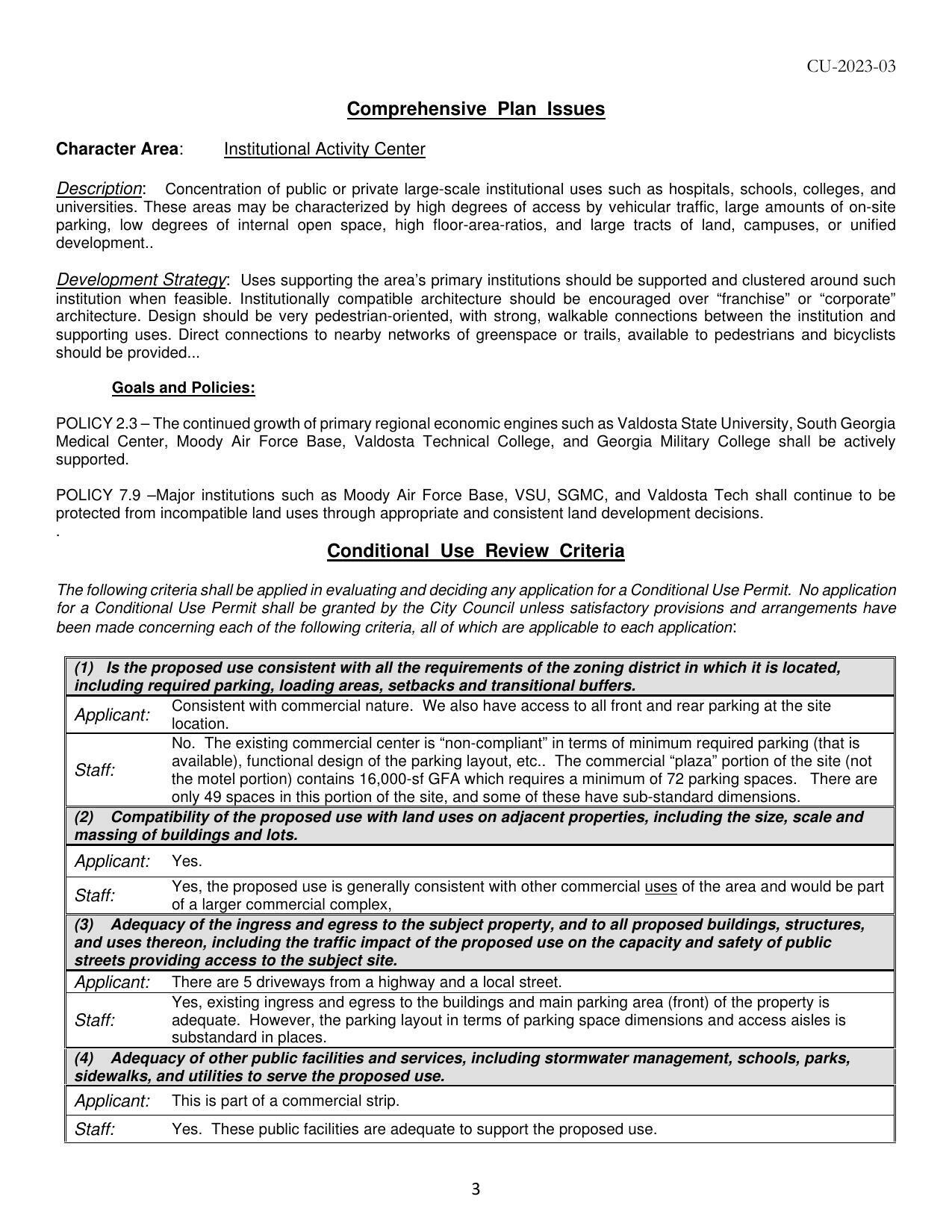 Comprehensive Plan Issues