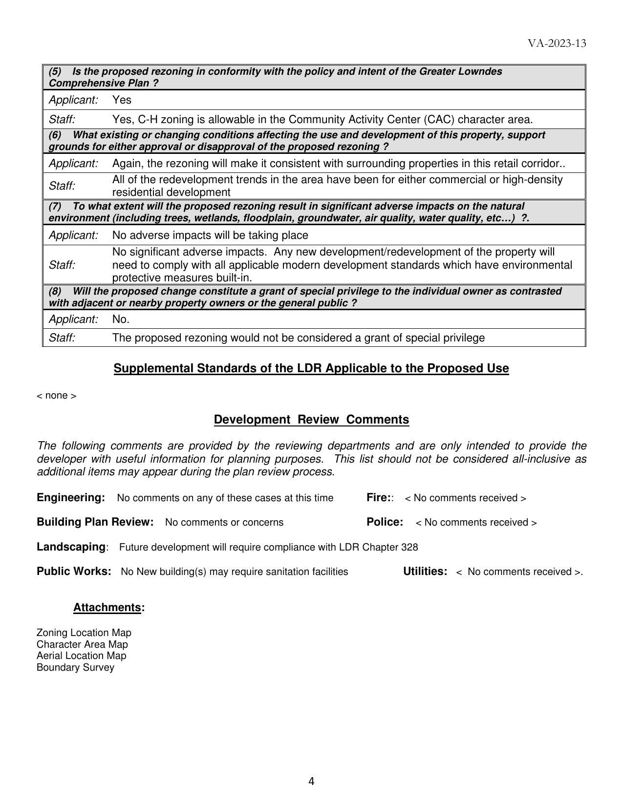 Development Review Comments