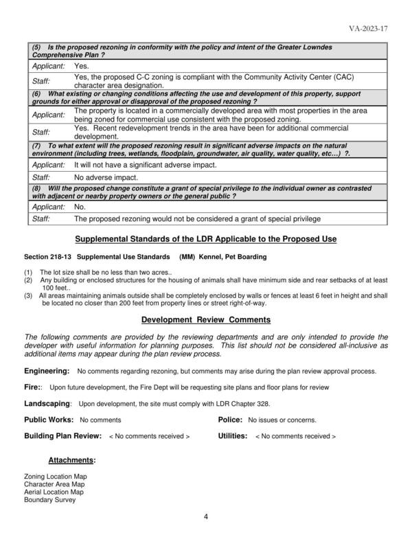 Supplemental Standards of the LDR Applicable to the Proposed Use