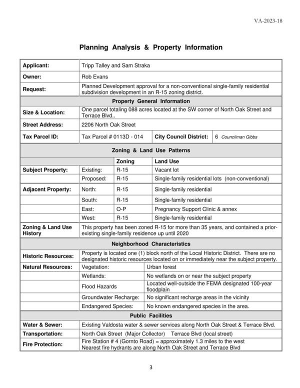 Planning Analysis & Property Information