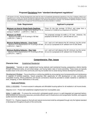 [Proposed Deviations from “standard development regulations”]