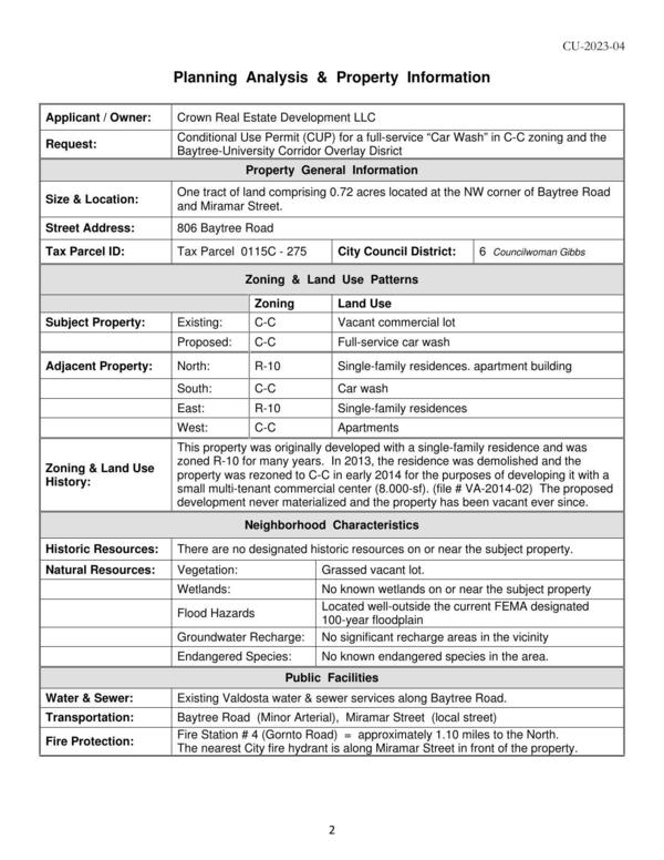 Planning Analysis & Property Information