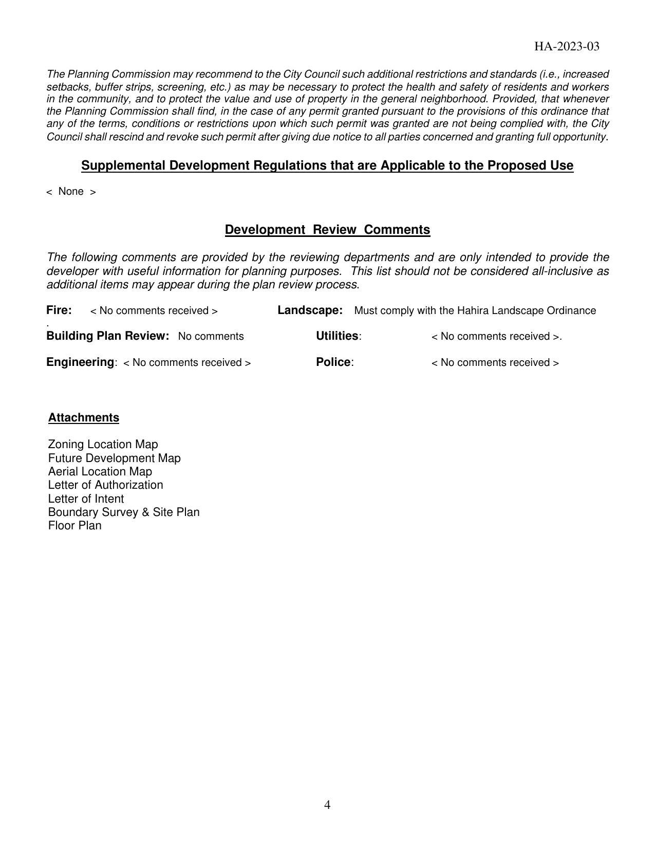 Development Review Comments
