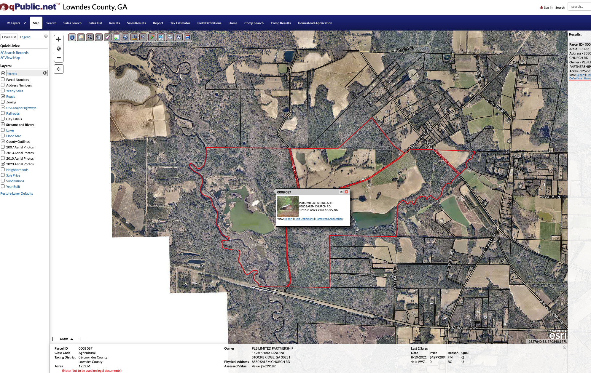 Old Valdosta Road and Salem Church Road, Lowndes County Tax Assessors