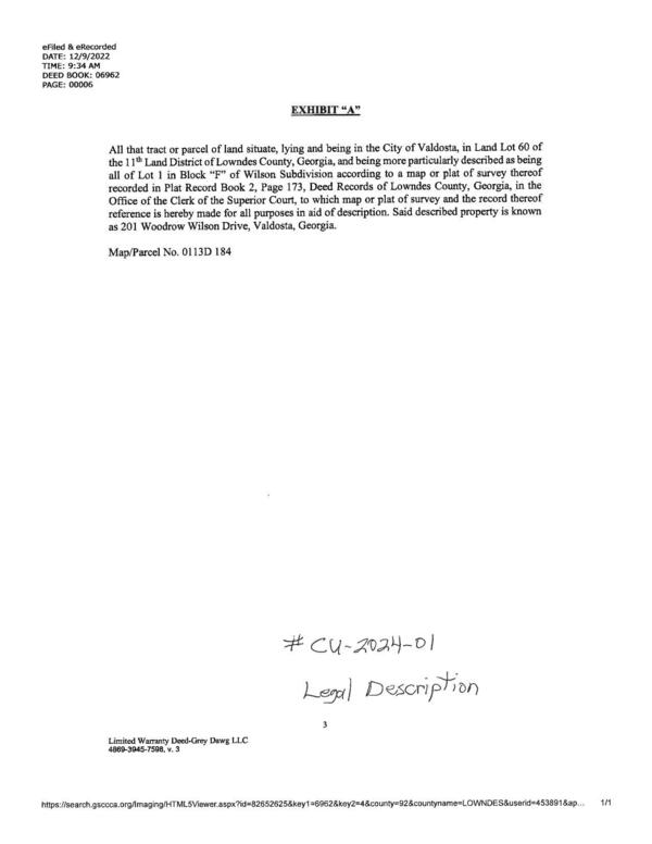 EXHIBIT “A” property description