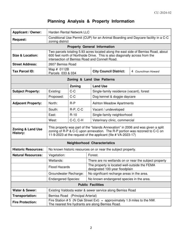 Planning Analysis & Property Information
