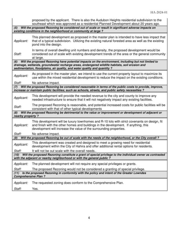 The requested zoning does conform to the Comprehensive Plan. Staff: Yes.