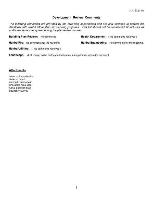 Development Review Comments