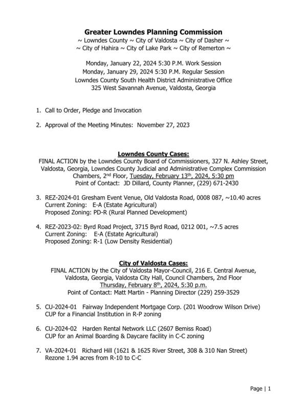 [Lowndes County and Valdosta Cases]