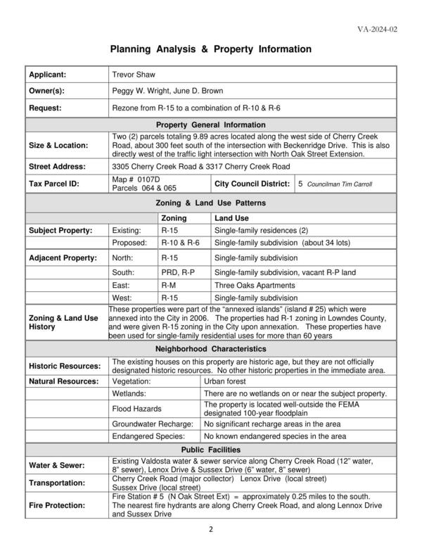 Planning Analysis & Property Information