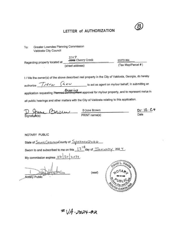 D June Brown LETTER of AUTHORIZATION
