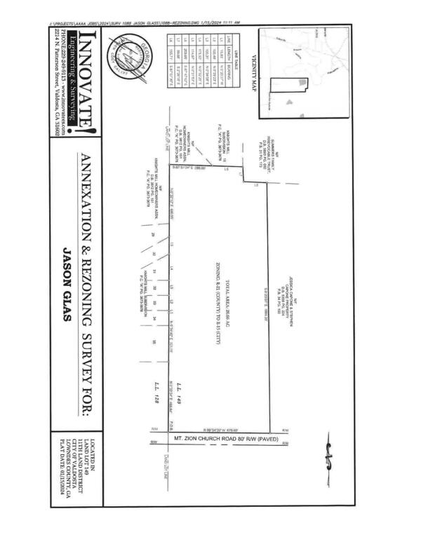 Annexation & Rezoning Survey for: Jason Glas