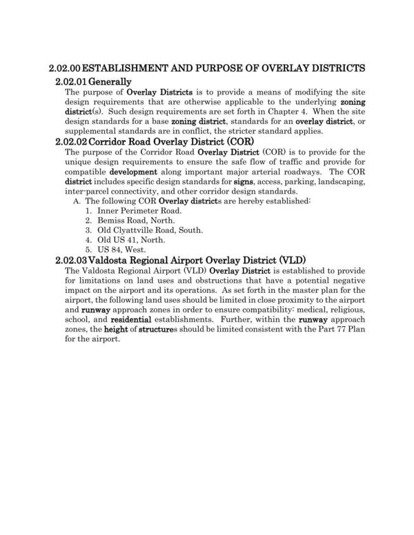 2.02.00 ESTABLISHMENT AND PURPOSE OF OVERLAY DISTRICTS