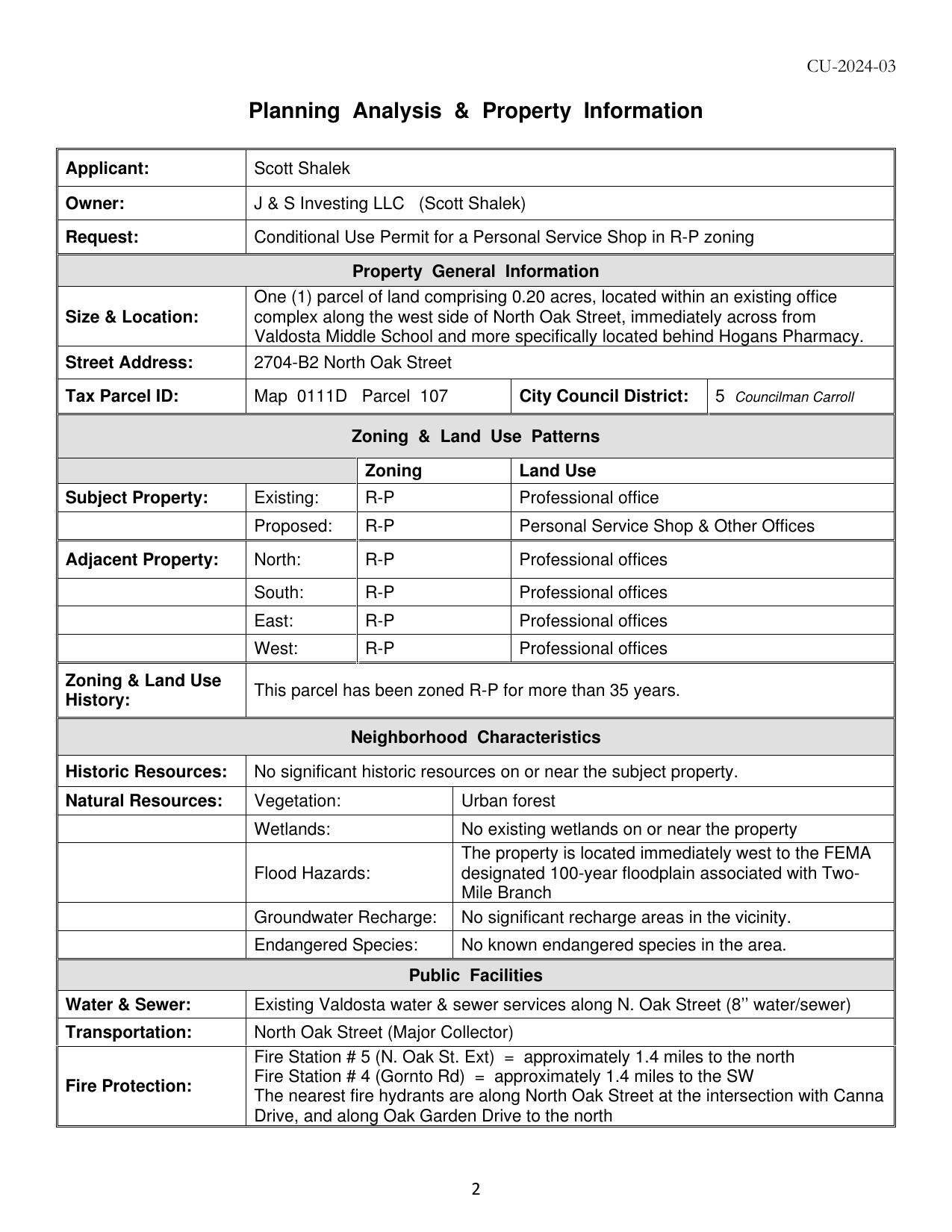Planning Analysis & Property Information
