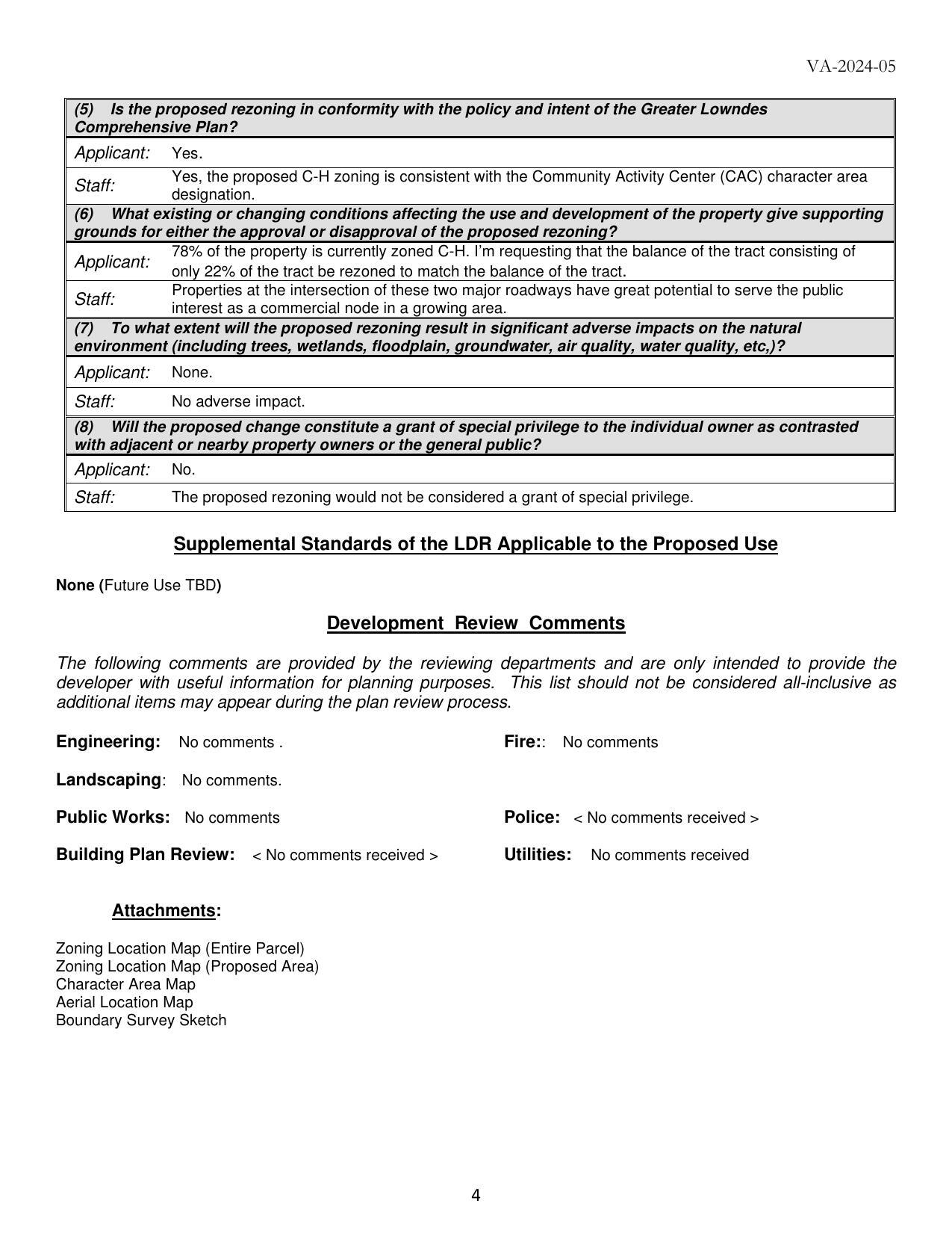 Development Review Comments