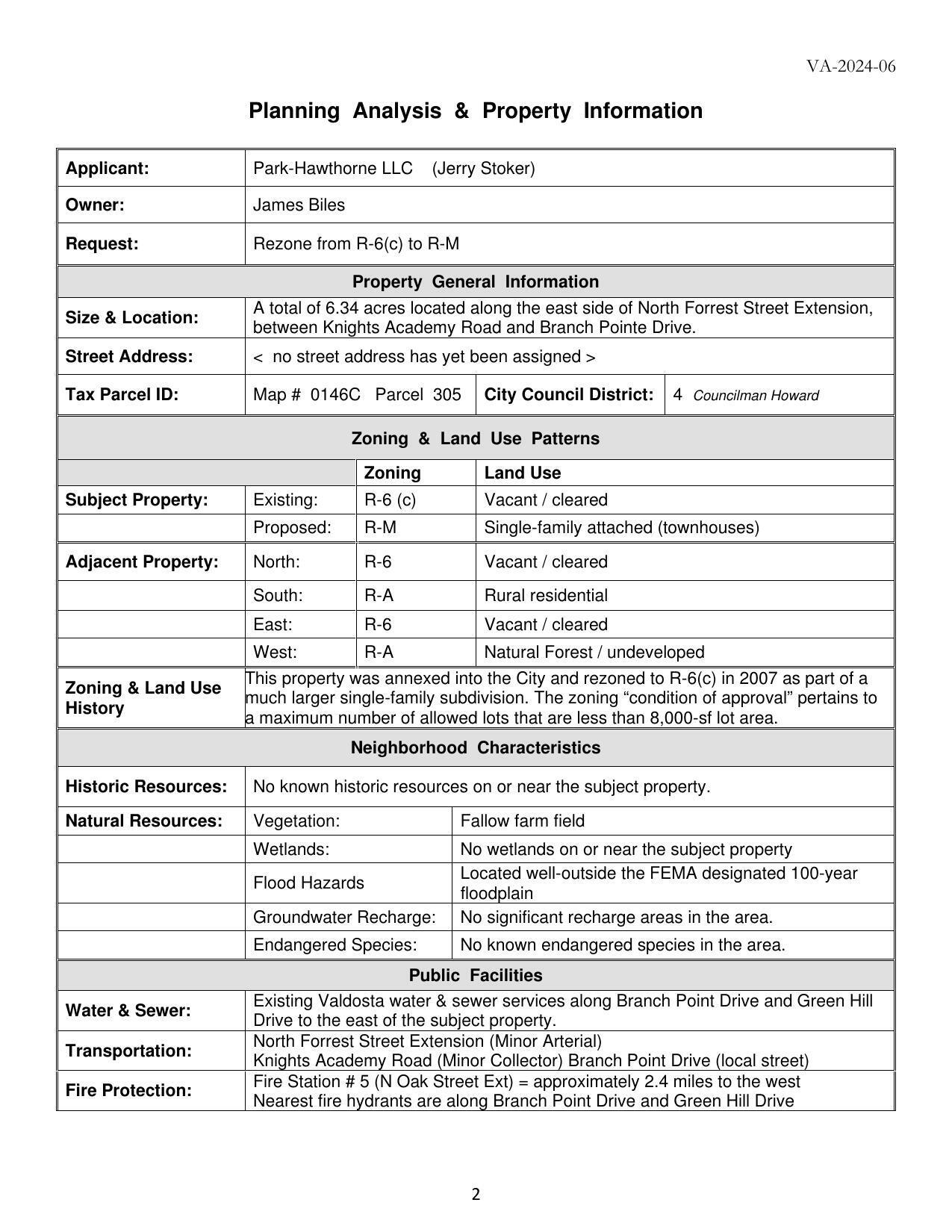 Planning Analysis & Property Information