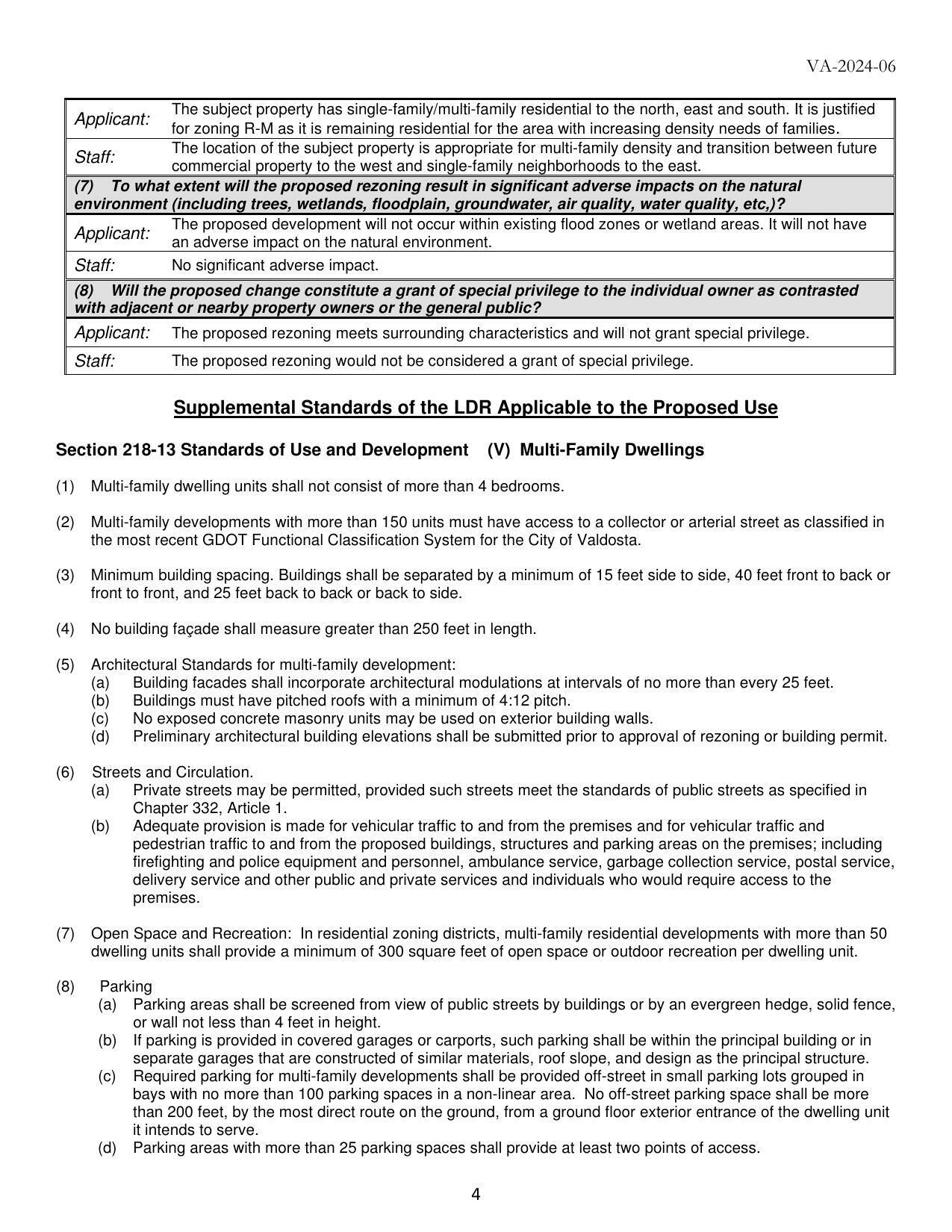 Supplemental Standards of the LDR Applicable to the Proposed Use
