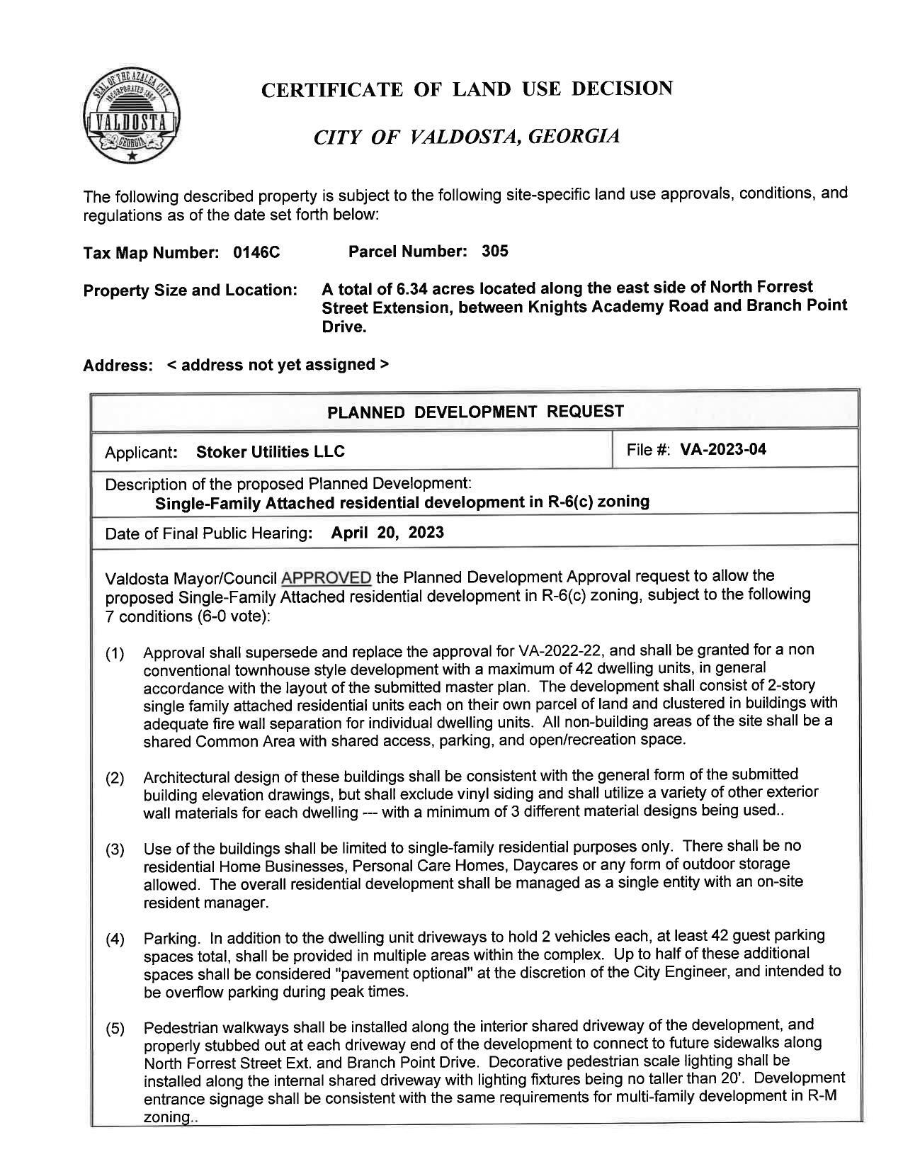 Certificate of Land Use Decision