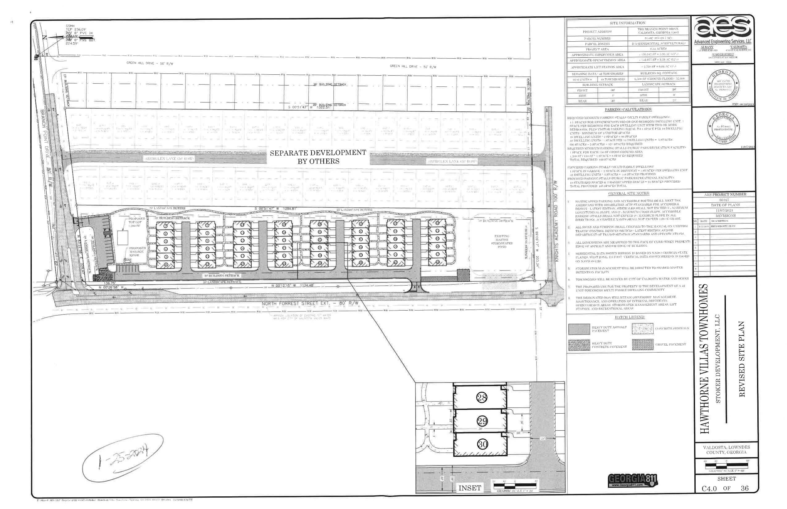 REVISED SITE PLAN: Hawthorne Villas Townhomes