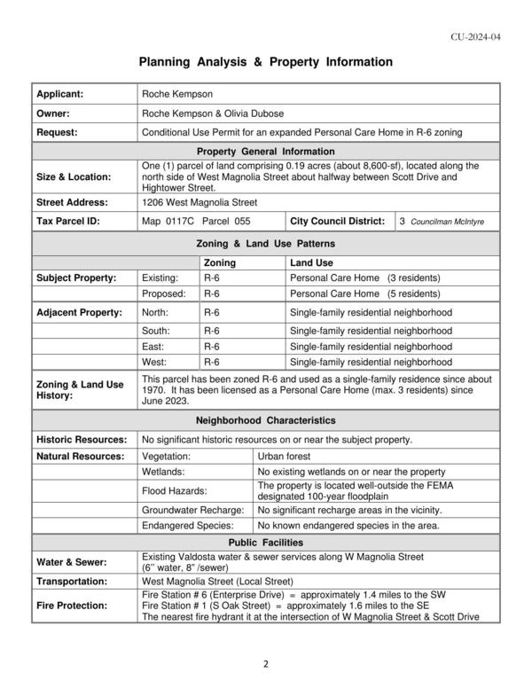 Planning Analysis & Property Information