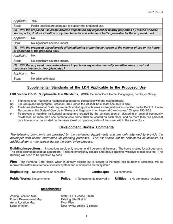 Supplemental Standards of the LDR Applicable to the Proposed Use and Development Review Comments