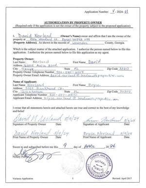 [Authorization by Property Owner David Nerland]