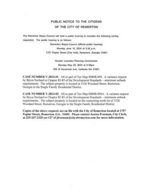 [Public Notice to the Citizens of the City of Remerton]