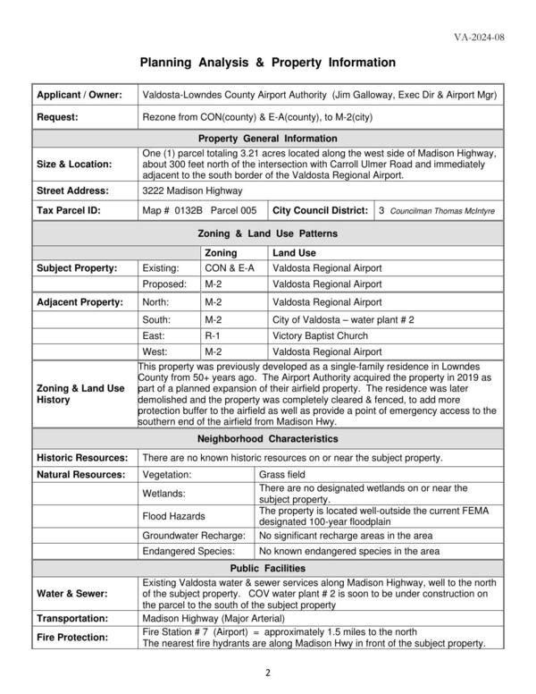 Planning Analysis & Property Information