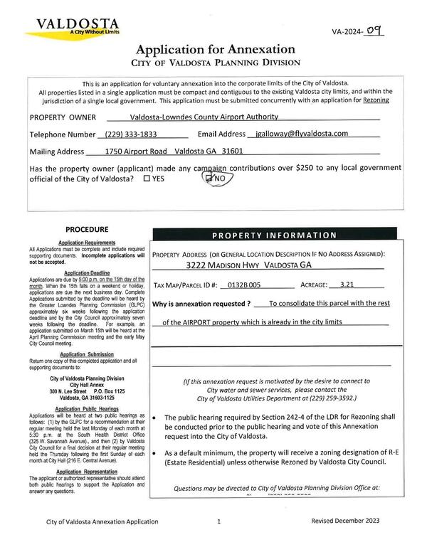 Application for Annexation