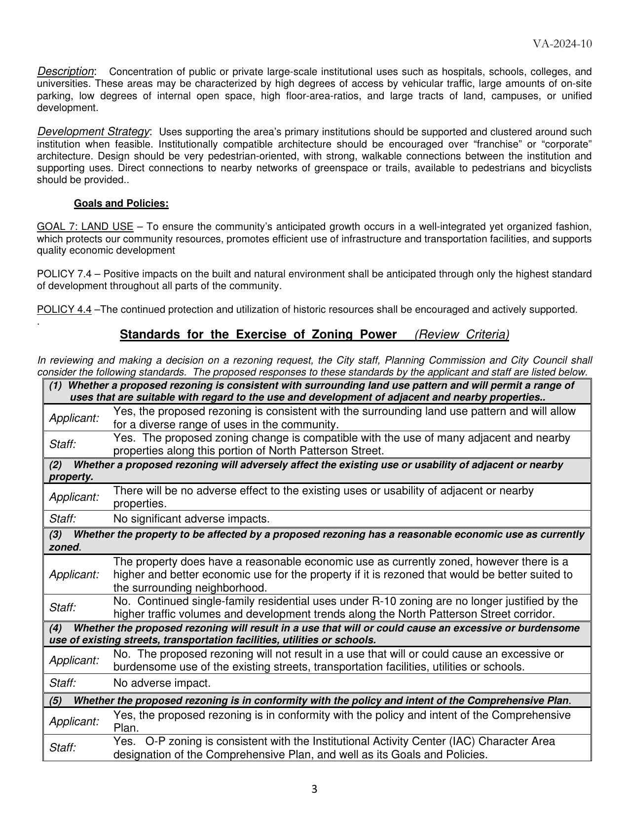 Standards for the Exercise of Zoning Power (Review Criteria)