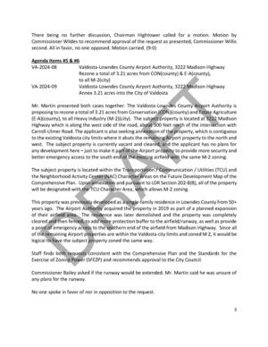 [5. VA-2024-08 Rezone 3.21 acres CON & E-A to all M-2 (city) 6. VA-2024-09 Valdosta-Lowndes County Airport Authority, 3222 Madison Highway Annex 3.21 acres into the City of Valdosta]