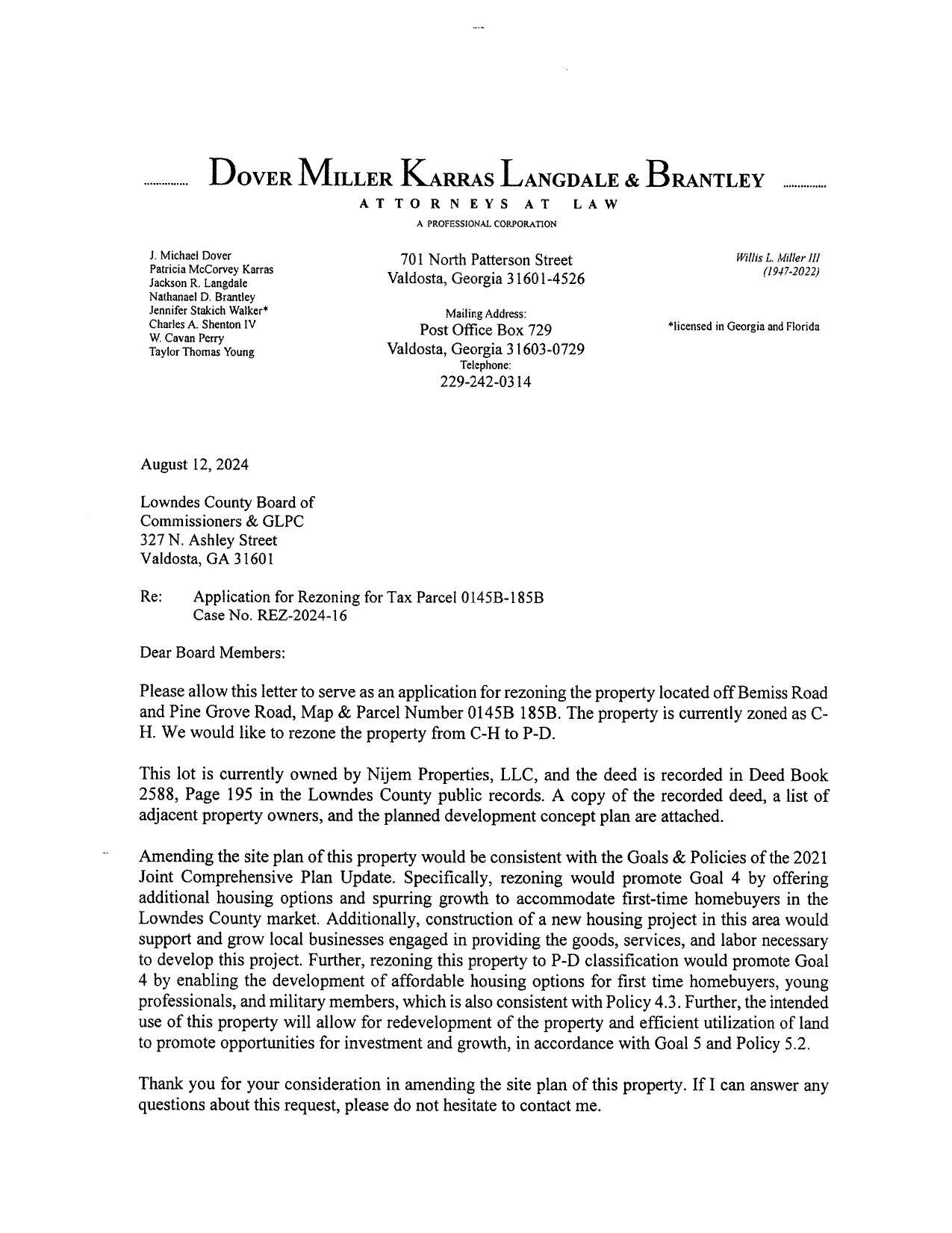 Rezoning application from Jack Langdale, attorney for the owner