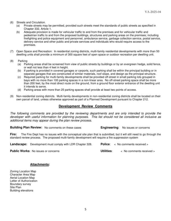 Development Review Comments