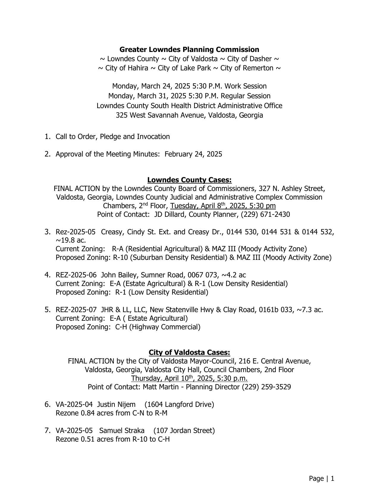 Lowndes County and City of Valdosta Cases