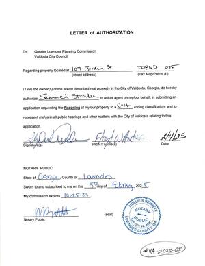 [LETTER of AUTHORIZATION from Floyd W Anderson to Samuel Straka]