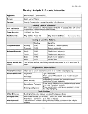 [Planning Analysis & Property Information]