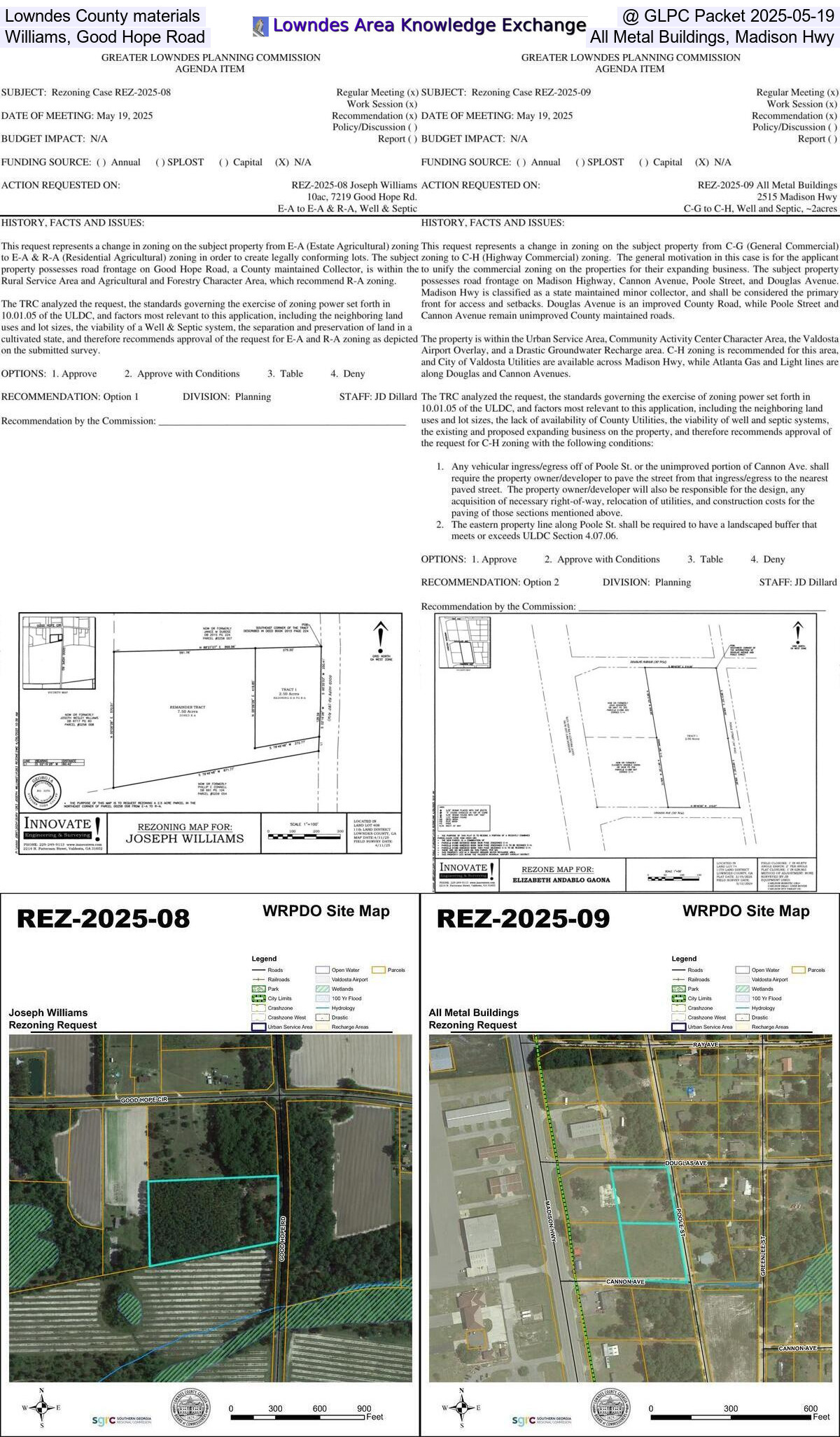 [Collage, Lowndes County rezoning materials @ GLPC Packet 2025-05-19]