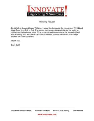 [Request for rezoning by Cody Califf of Innovate on behalf of Josepth Williams]