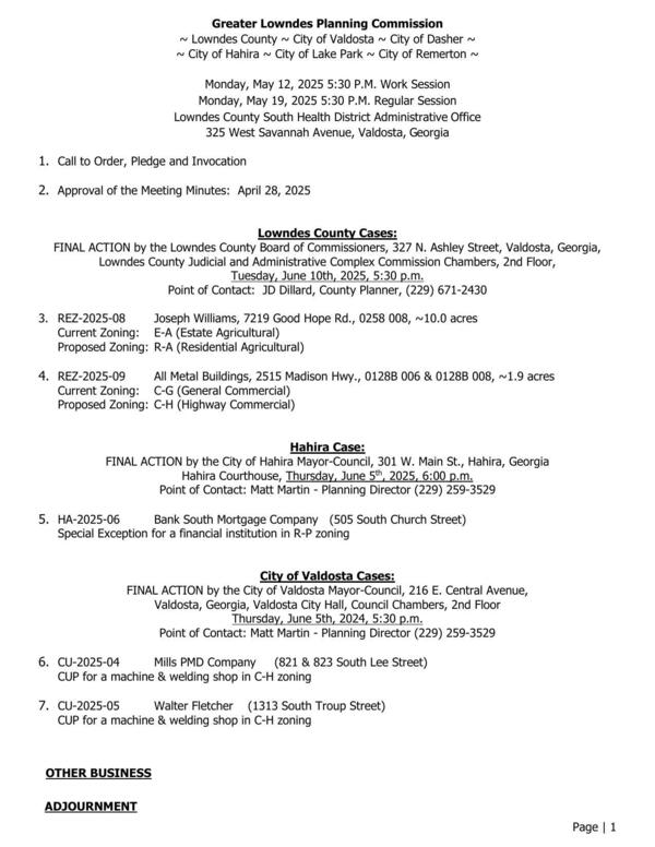 [Two Lowndes County cases, 1 Hahira, 2 Valdosta]