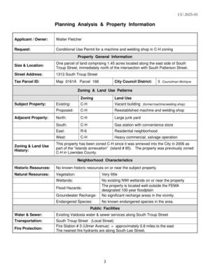 [Planning Analysis & Property Information]