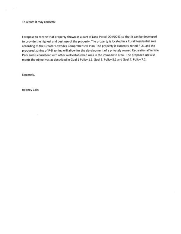 [Rezoning proposal by Rodney Cain]